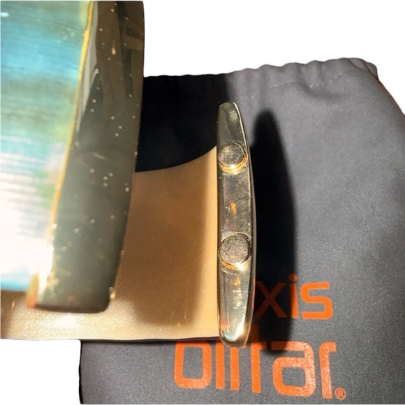 Alexis Bittar Teal Lucite and 14k Gold Plated Hinged Cuff Bracelet and Dustbag - Picture 10 of 14